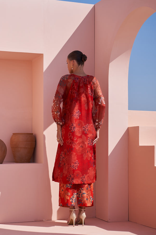 Red Moroccan Organza Zar Set