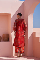 Red Moroccan Organza Zar Set - Archana Shah