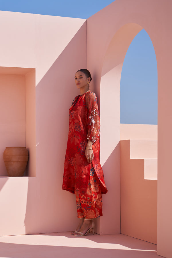 Red Moroccan Organza Zar Set