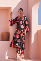 Black Moroccan Jaal Kurta Set