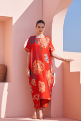 Red Moroccan Oversized Kurta Set