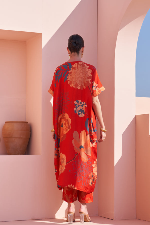 Red All Over Moroccan Oversized Kurta Set