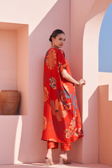 Red Moroccan Oversized Kurta Set