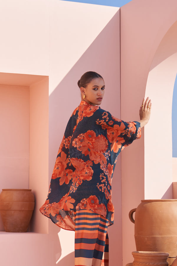 Navy Moroccan Coin Yoke Co-ord Set