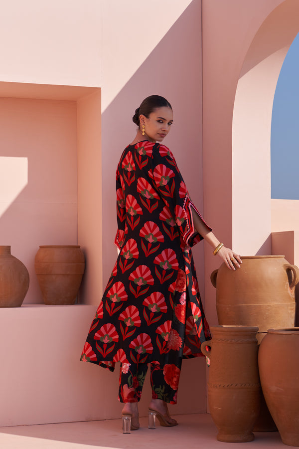 Black Shell Print Kurta Set