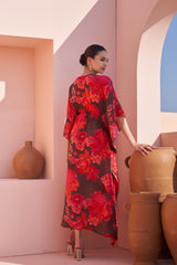 Brown Moroccan Zari Yoke Kaftan