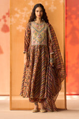 Gul Aaina Silk Kalidaar Set