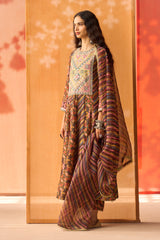 Gul Aaina Silk Kalidaar Set