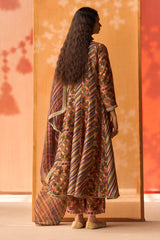 Gul Aaina Silk Kalidaar Set