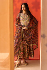 Gul Aaina Silk Kalidaar Set