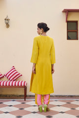 Sonnet Yellow Silk Kurta Set – Archana Shah
