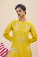 Sonnet Yellow Silk Kurta Set – Archana Shah