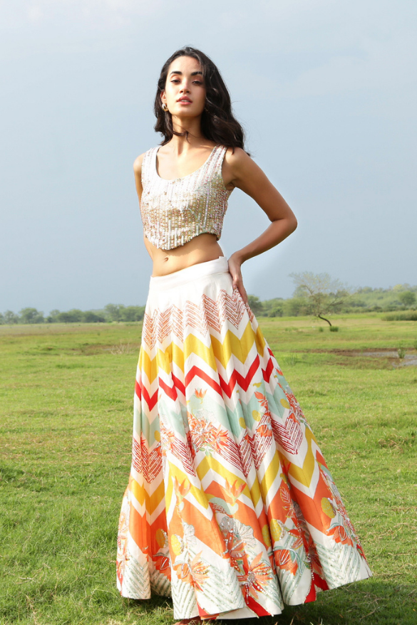 Sukhmani Gambhir In Chevron Lehenga Set