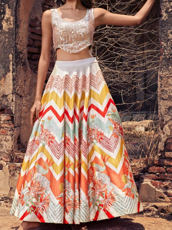 Sukhmani Gambhir In Chevron Lehenga Set