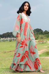 Front Slit Zardozi Sharara Set Orange