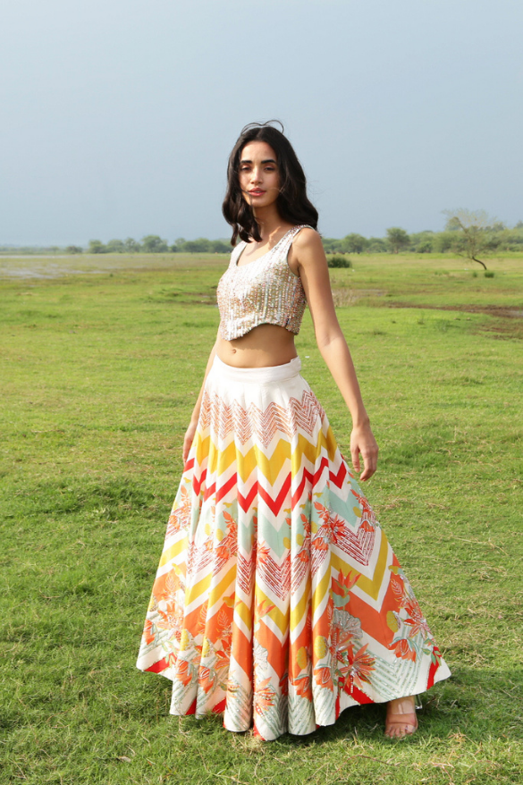 Sukhmani Gambhir In Chevron Lehenga Set