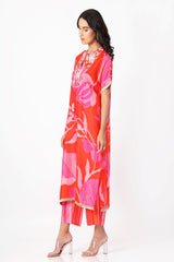 Tailsman Red Oversized Kurta Set -  Archana Shah