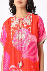 Tailsman Red Oversized Kurta Set -  Archana Shah