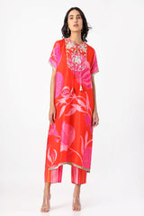Tailsman Red Oversized Kurta Set -  Archana Shah