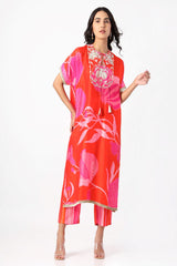Tailsman Red Oversized Kurta Set -  Archana Shah