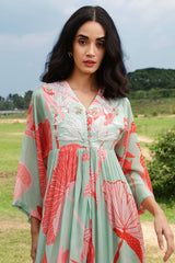 Front Slit Zardozi Sharara Set Orange