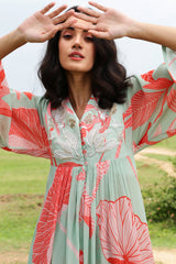 Front Slit Zardozi Sharara Set Orange