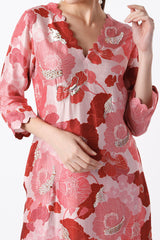 Red & Pink Kurta Set