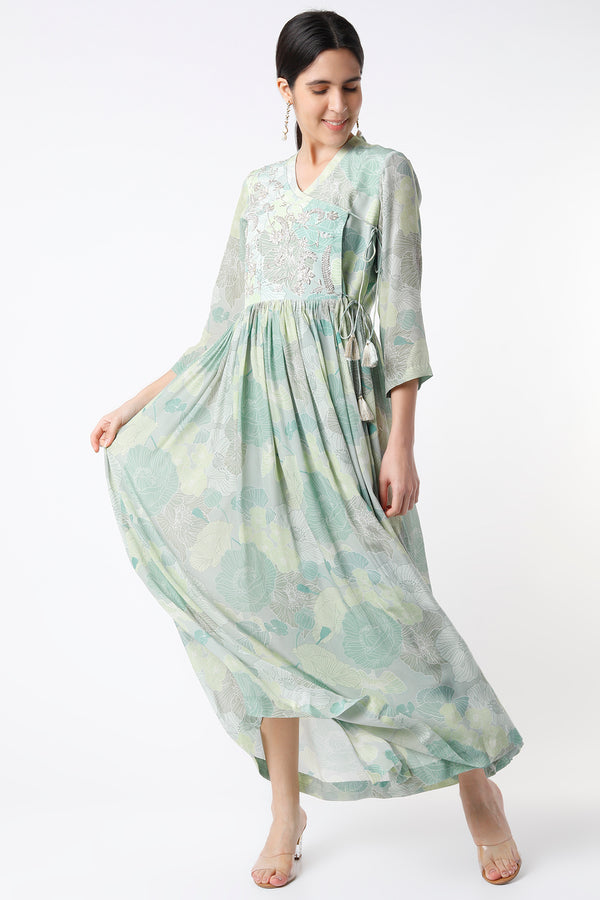 Green Angarkha Kaftan