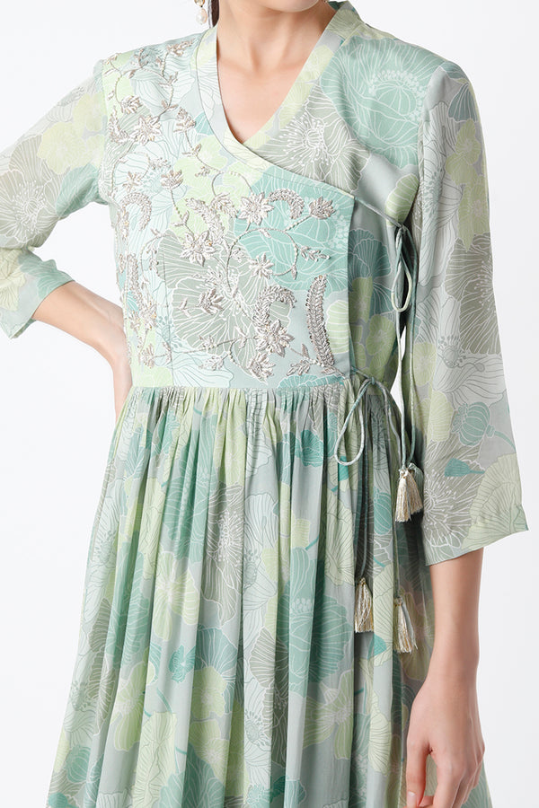 Green Angarkha Kaftan