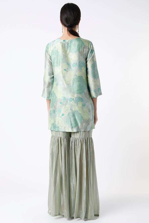 Green 3 Pc Sharara Set