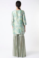 Green 3 Pc Sharara Set