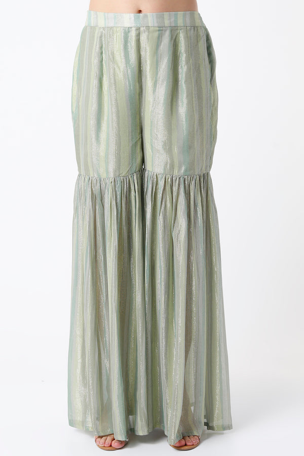 Green 3 Pc Sharara Set