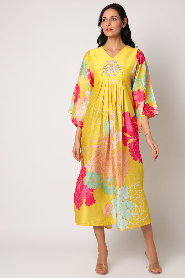 Yellow Peony Kimono Kaftan
