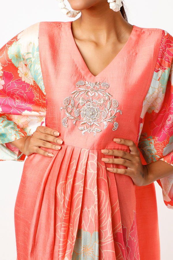 Orange Floral Printed Tunic