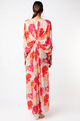 White & Orange Printed Kimono Kaftan