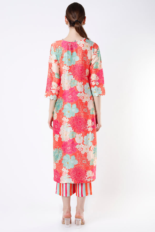 Swati Vatssa In Our Peony Orange Kurta Set