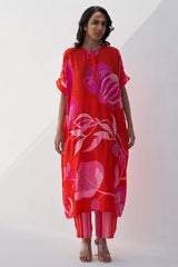Red Pomo Oversize Kurta Set