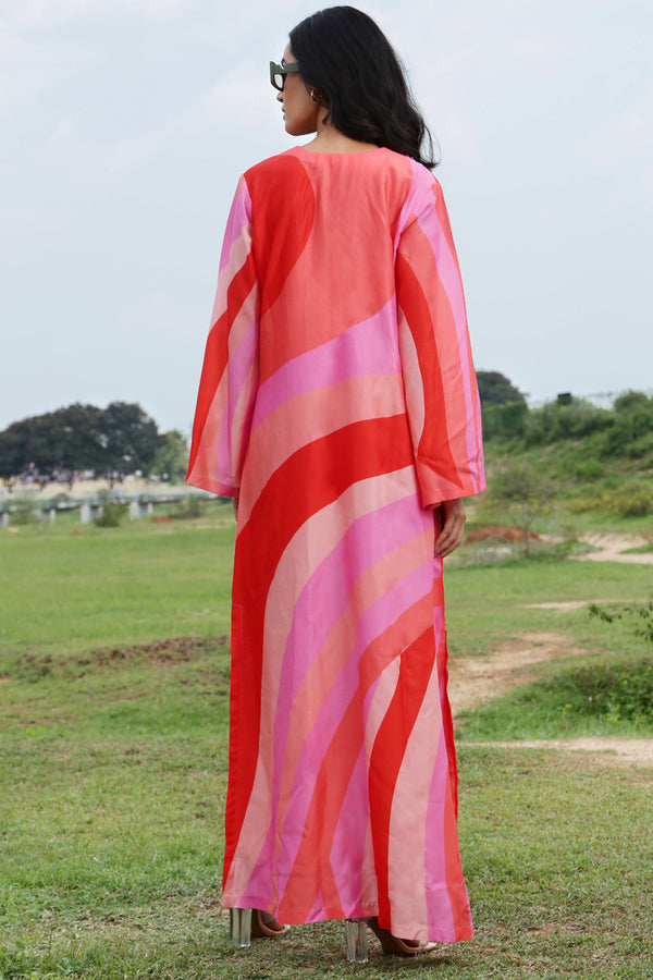 Wavy Pink Maxi Kaftan