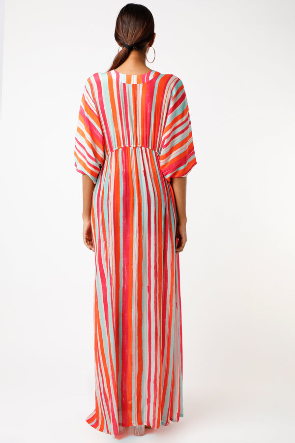 Fuchsia Striped Kimono Kaftan