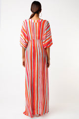 Fuchsia Striped Kimono Kaftan